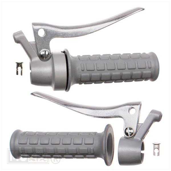 Zündapp Griffamatur Set in Grau, Hebel Spitz und Griffgummi Grau